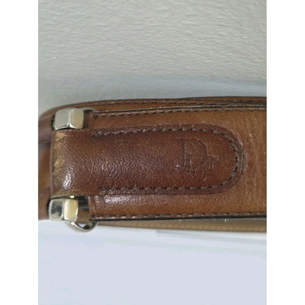 Vintage Stamped Christian Dior Aniline Leather Belt Brown 40 L, 1